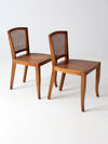 mid century cane back chairs pair