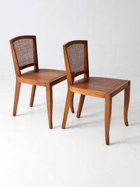 mid century cane back chairs pair