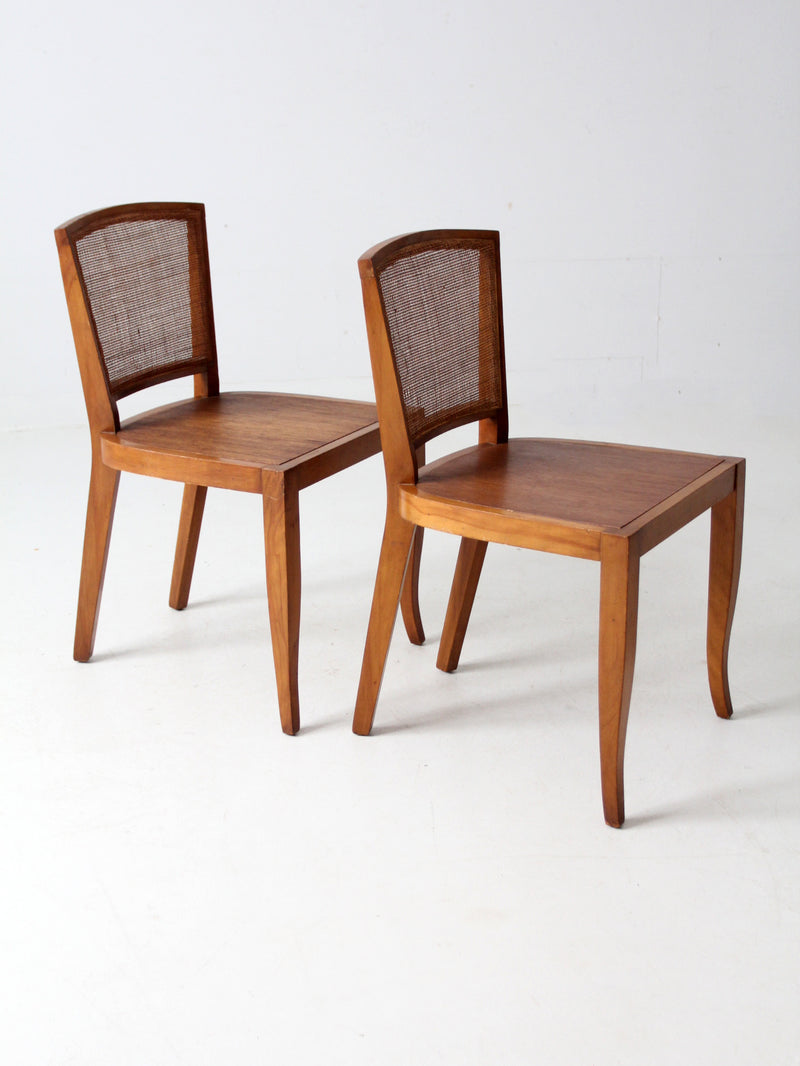mid century cane back chairs pair