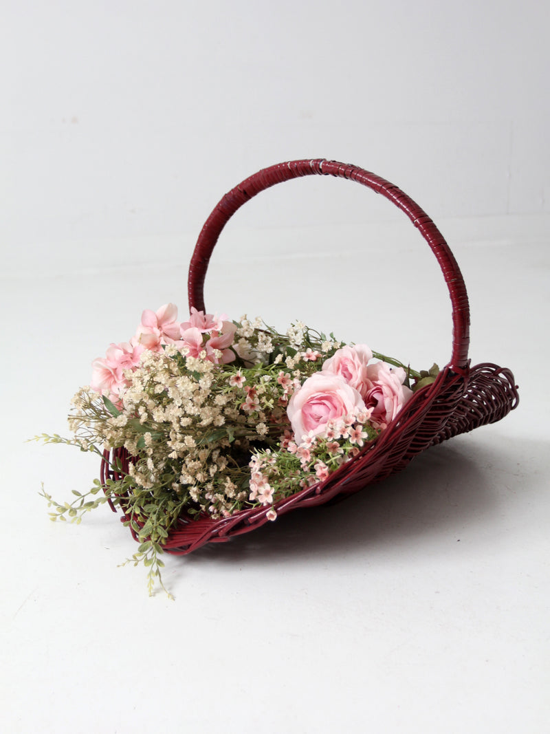 vintage painted wicker flower basket