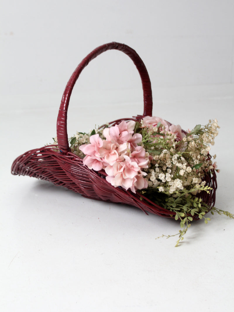vintage painted wicker flower basket