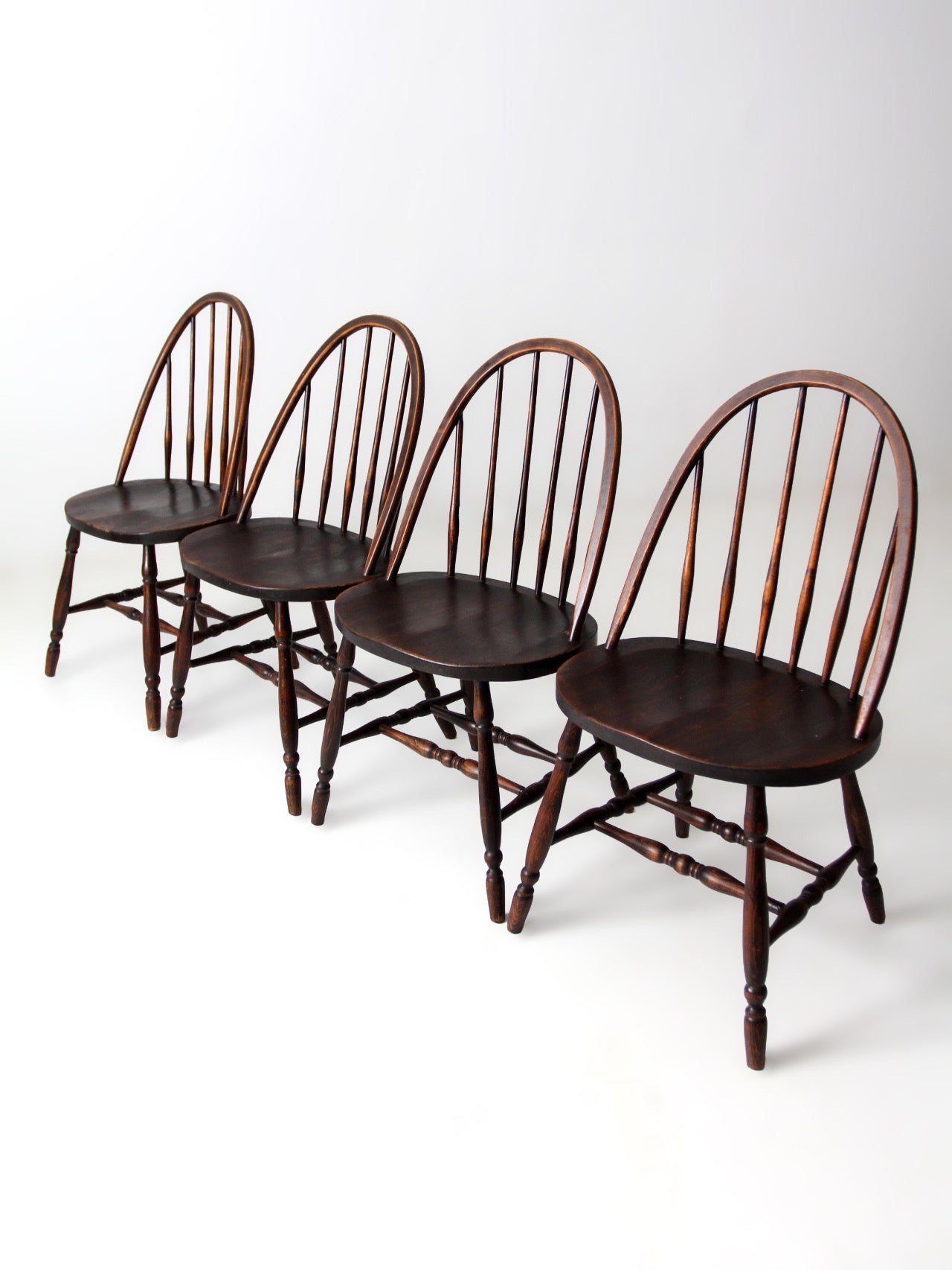set of 4 vintage Windsor hoop back dining chairs