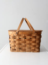 vintage splint weave picnic basket