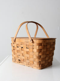 vintage splint weave picnic basket