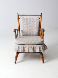 mid-century Colonial style upholstered armchair