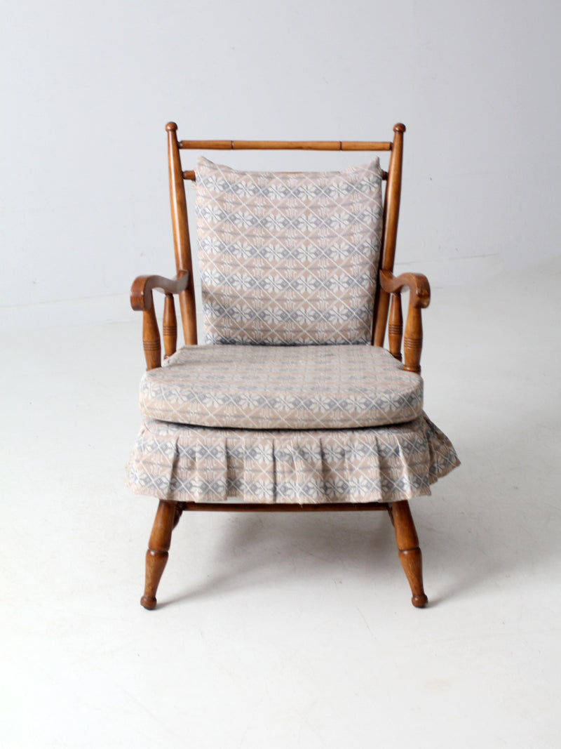 mid-century Colonial style upholstered armchair