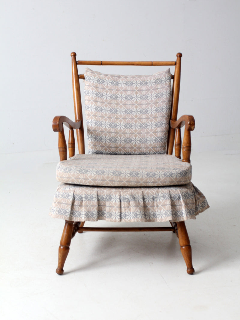 mid-century Colonial style upholstered armchair