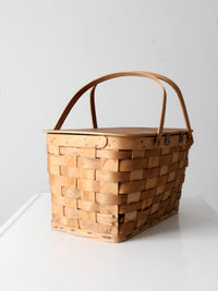 vintage splint weave picnic basket