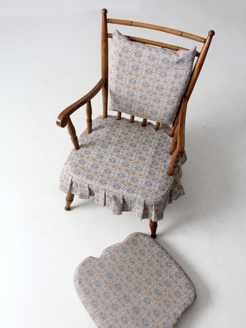 mid-century Colonial style upholstered armchair