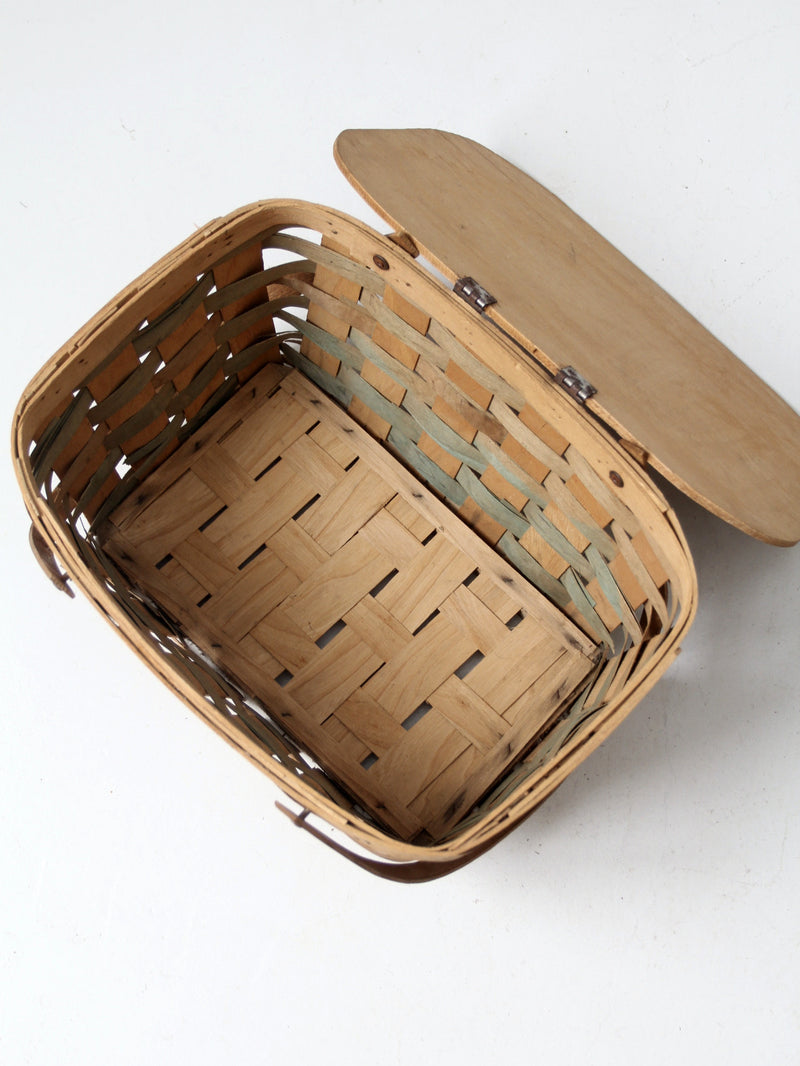 vintage splint weave picnic basket