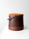 antique firkin sugar bucket with needlepoint lid