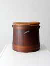 antique firkin sugar bucket with needlepoint lid