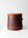 antique firkin sugar bucket with needlepoint lid