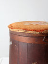 antique firkin sugar bucket with needlepoint lid