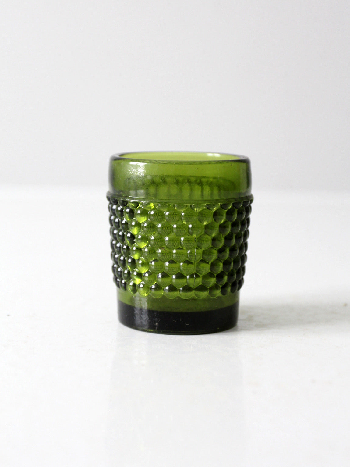 vintage green hobnail glass cup