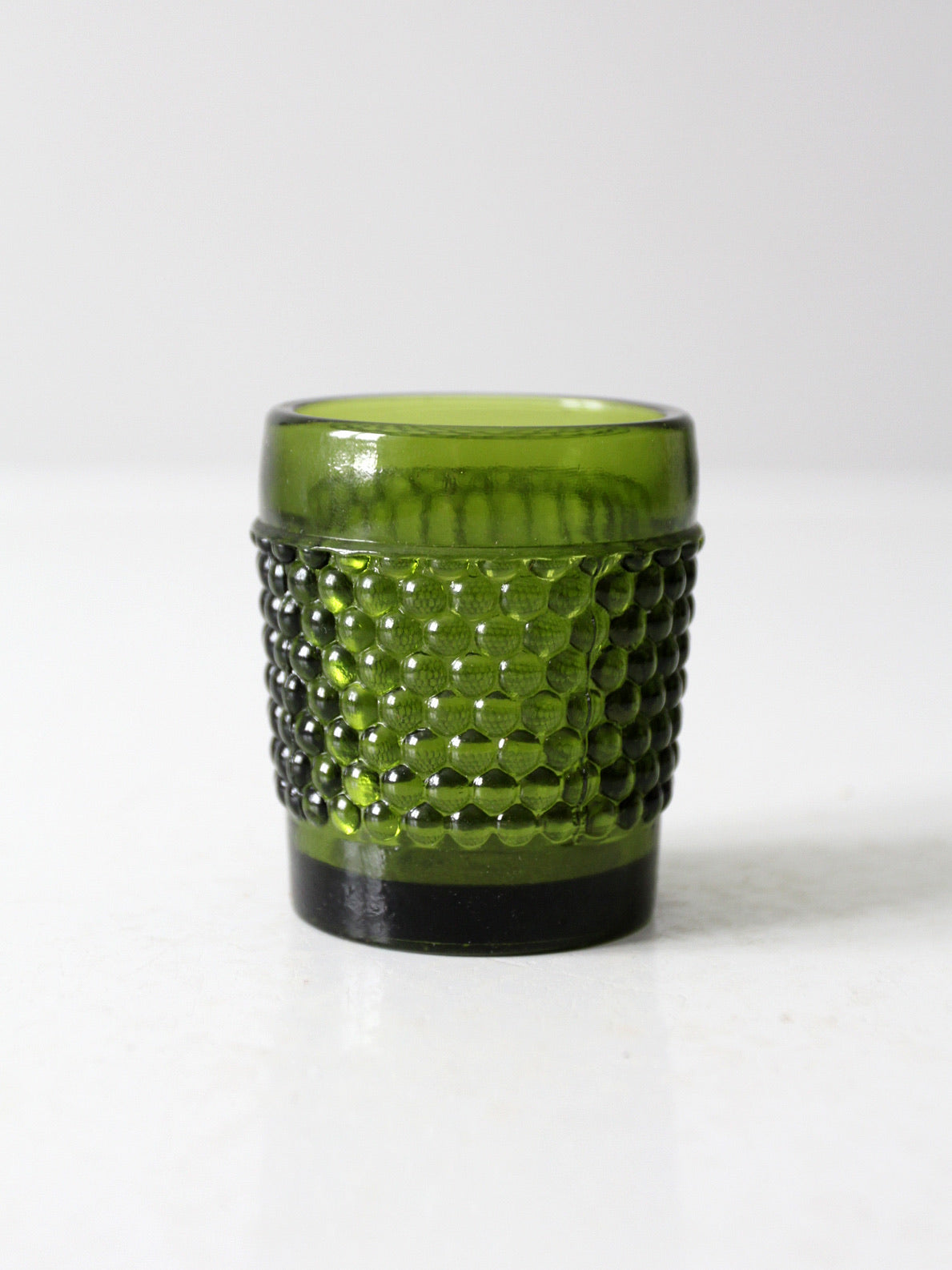 vintage green hobnail glass cup