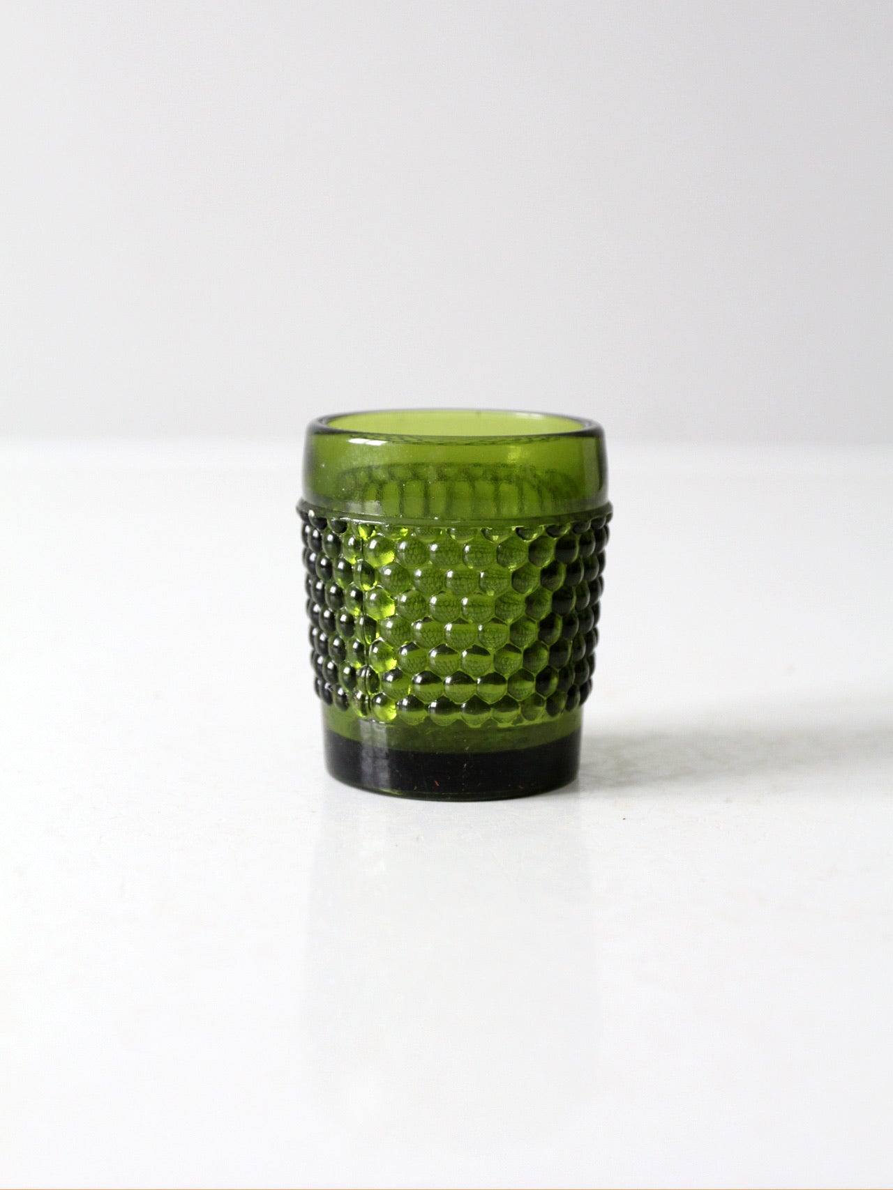 vintage green hobnail glass cup