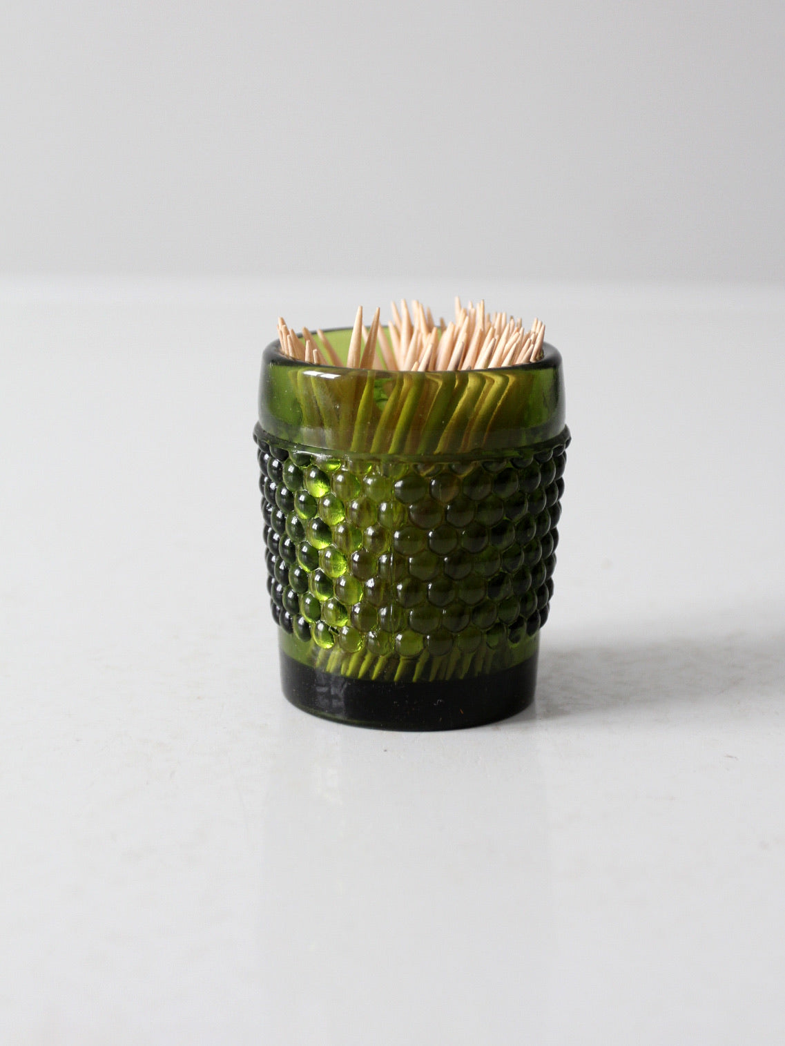 vintage green hobnail glass cup