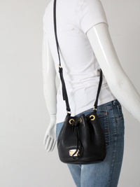 Michael Kors black pebbled leather bucket bag