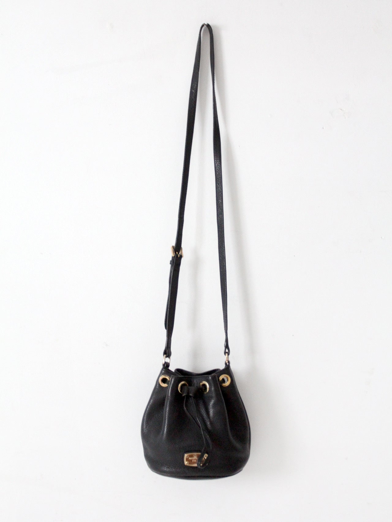 Michael Kors black pebbled leather bucket bag