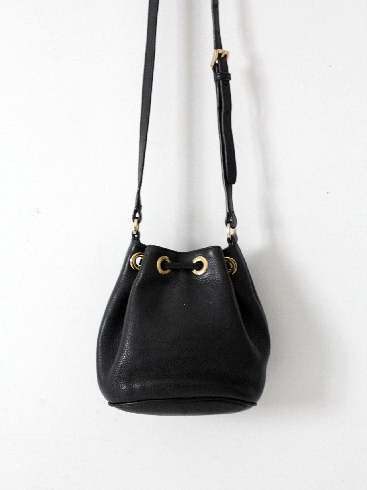 Michael Kors black pebbled leather bucket bag
