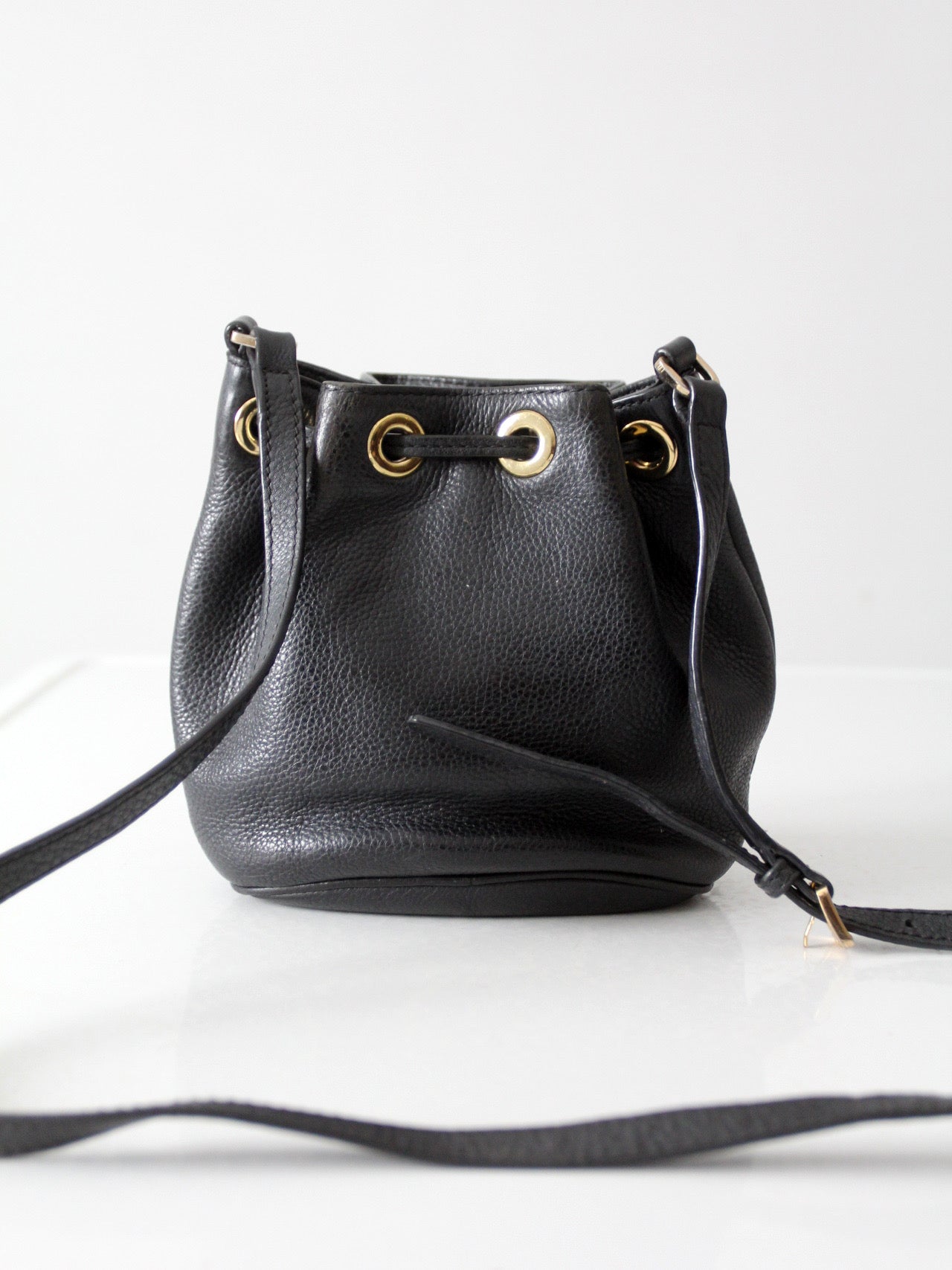 Michael Kors black pebbled leather bucket bag