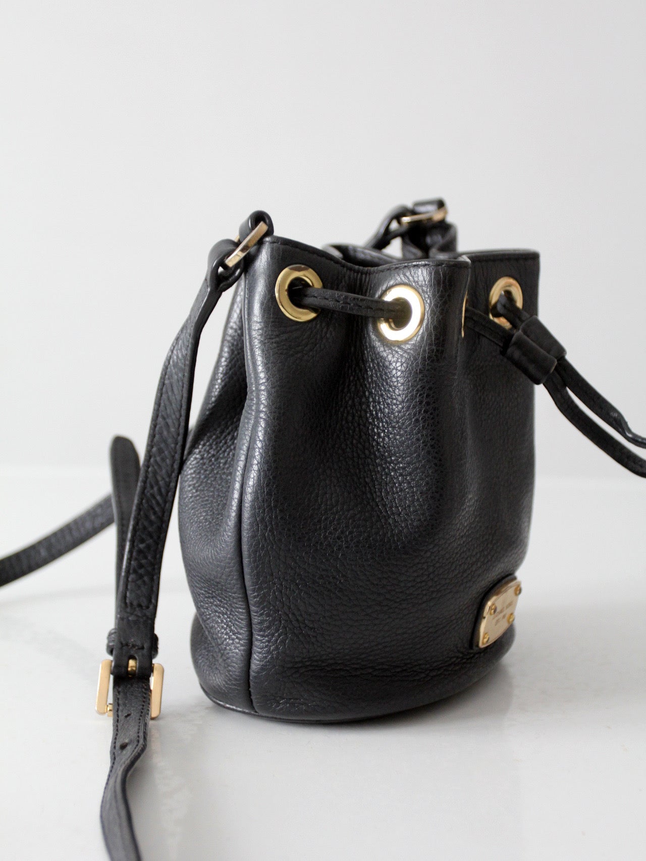 Michael Kors black pebbled leather bucket bag