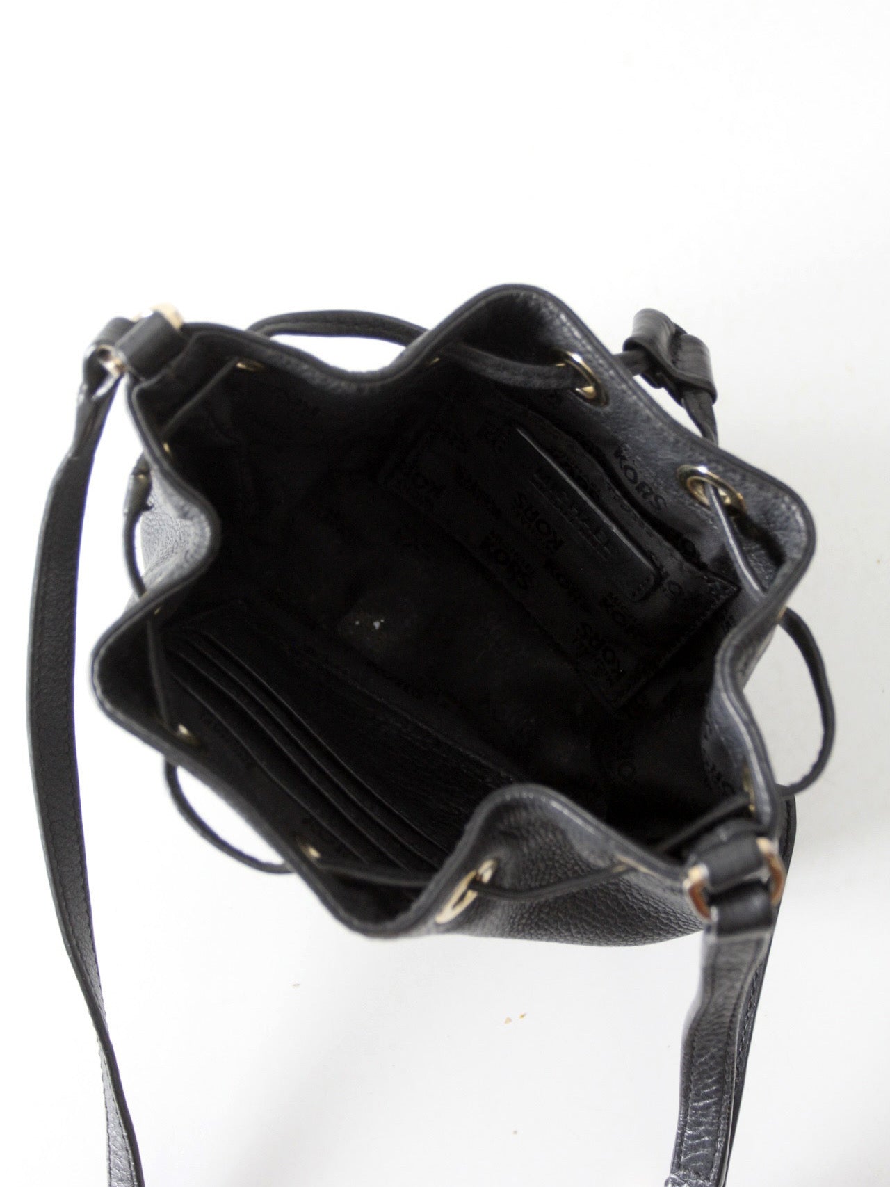 Michael Kors black pebbled leather bucket bag