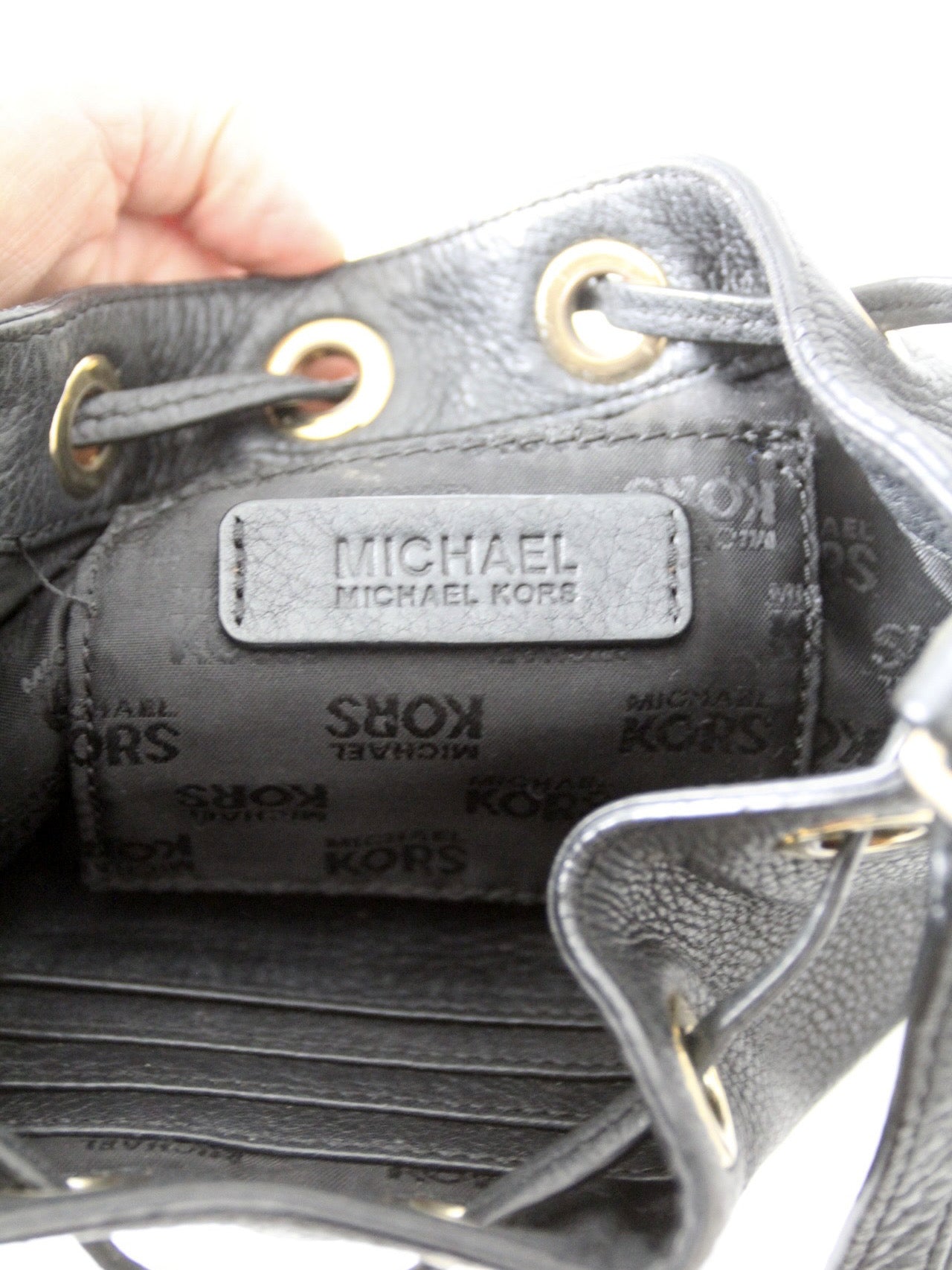 Michael Kors black pebbled leather bucket bag