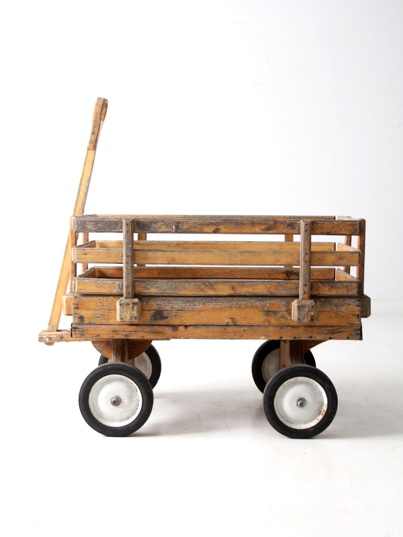 mid-century handcrafted wooden wagon
