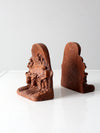 vintage Syroco covered wagon bookends pair