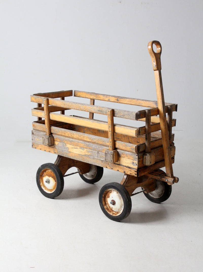 mid-century handcrafted wooden wagon