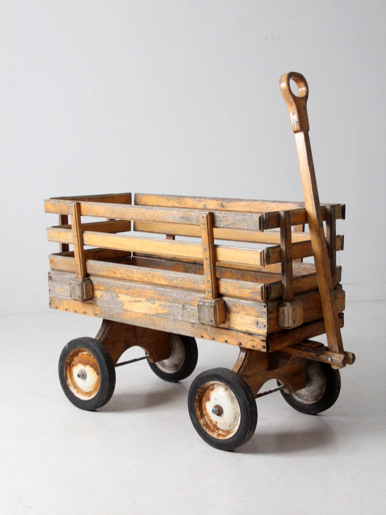 mid-century handcrafted wooden wagon
