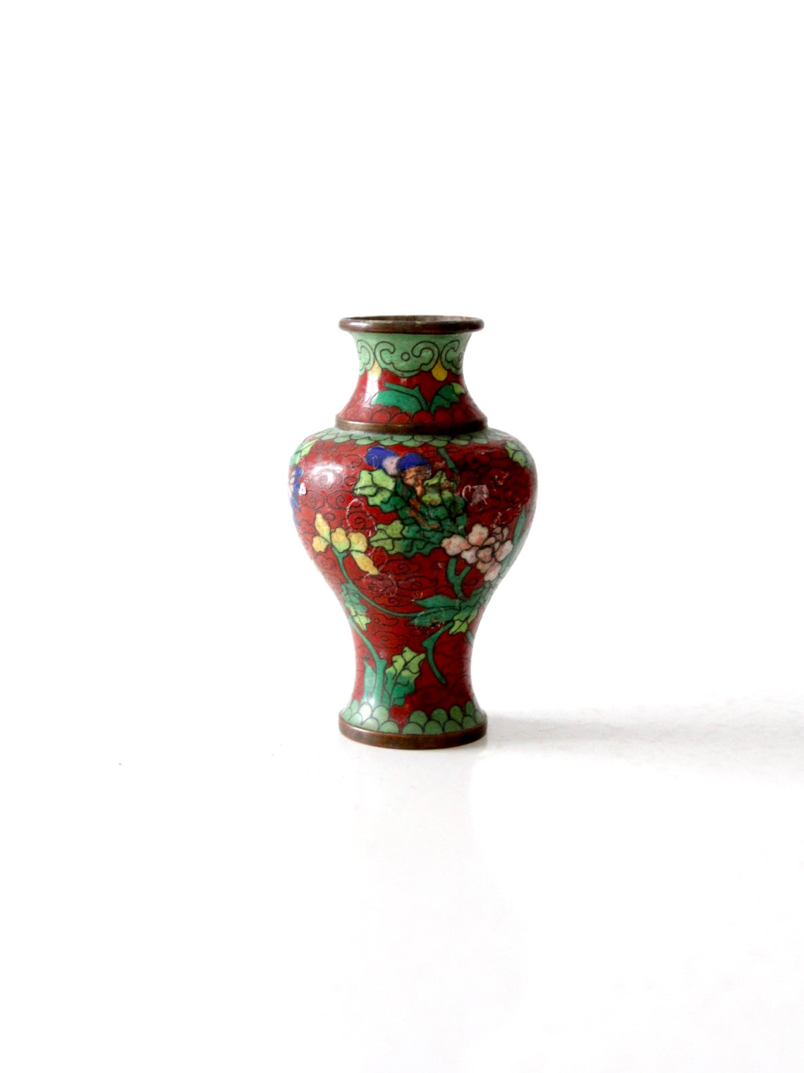 vintage Chinese cloisonné floral vase