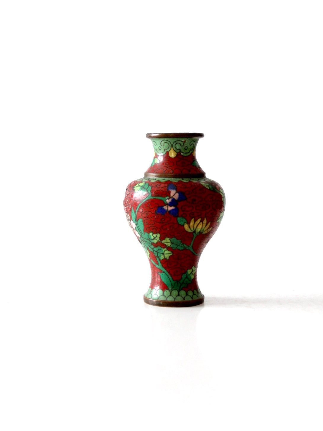 vintage Chinese cloisonné floral vase