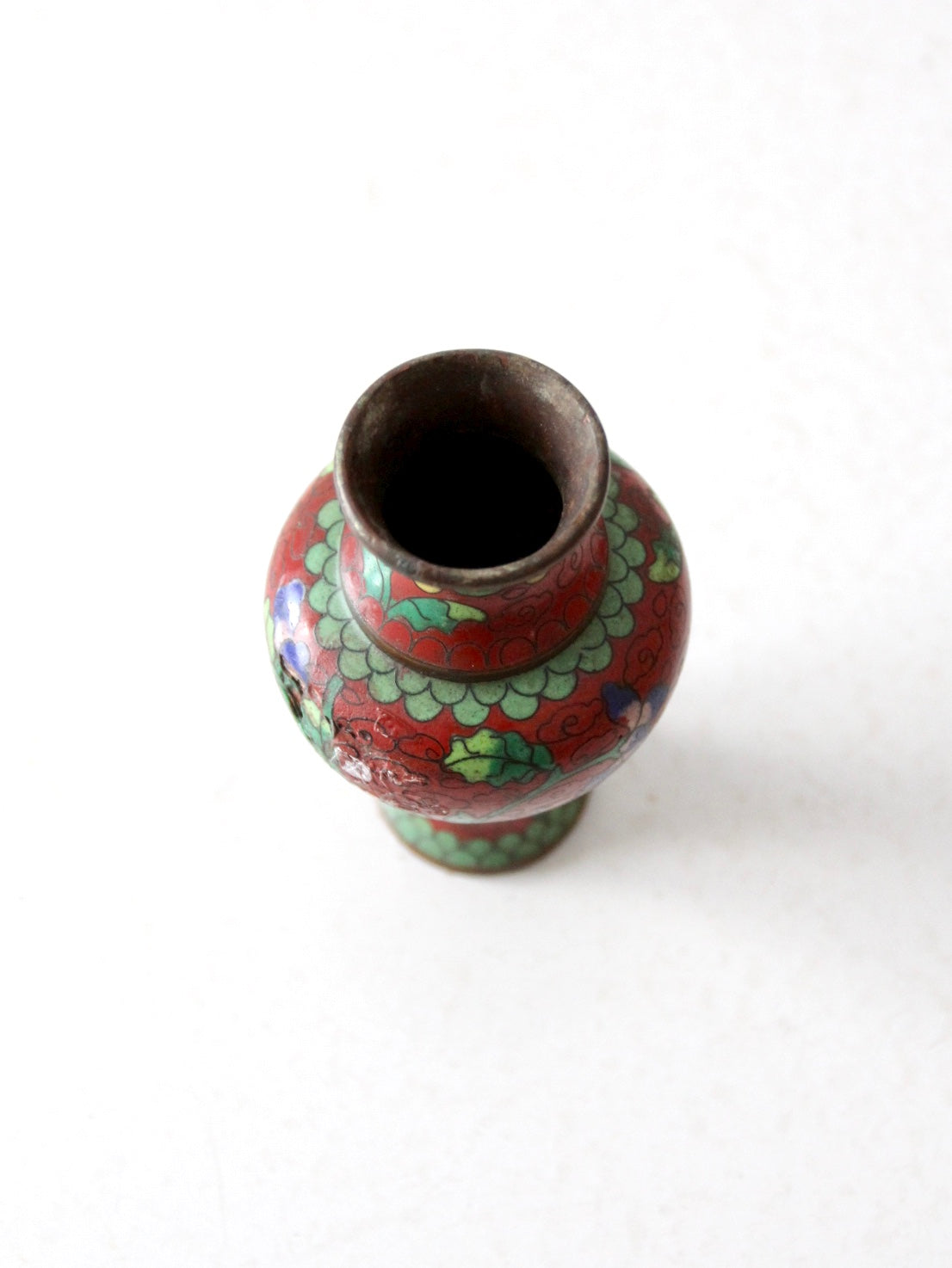 vintage Chinese cloisonné floral vase