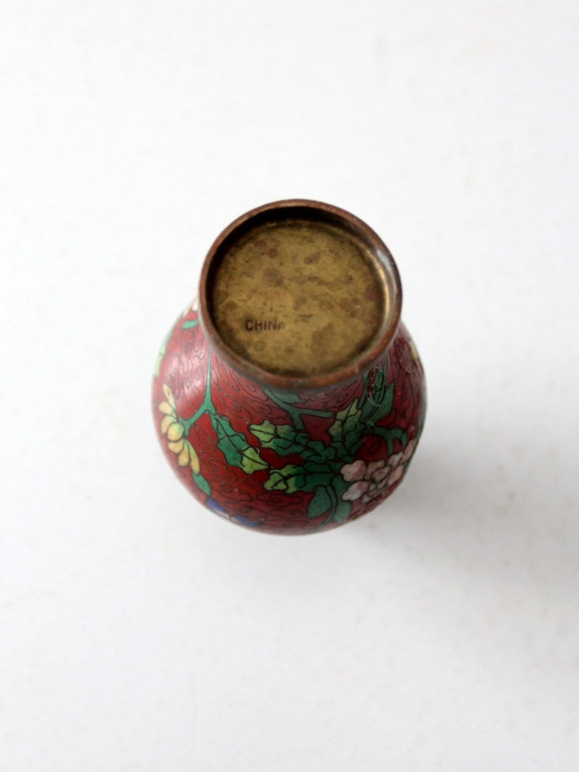 vintage Chinese cloisonné floral vase