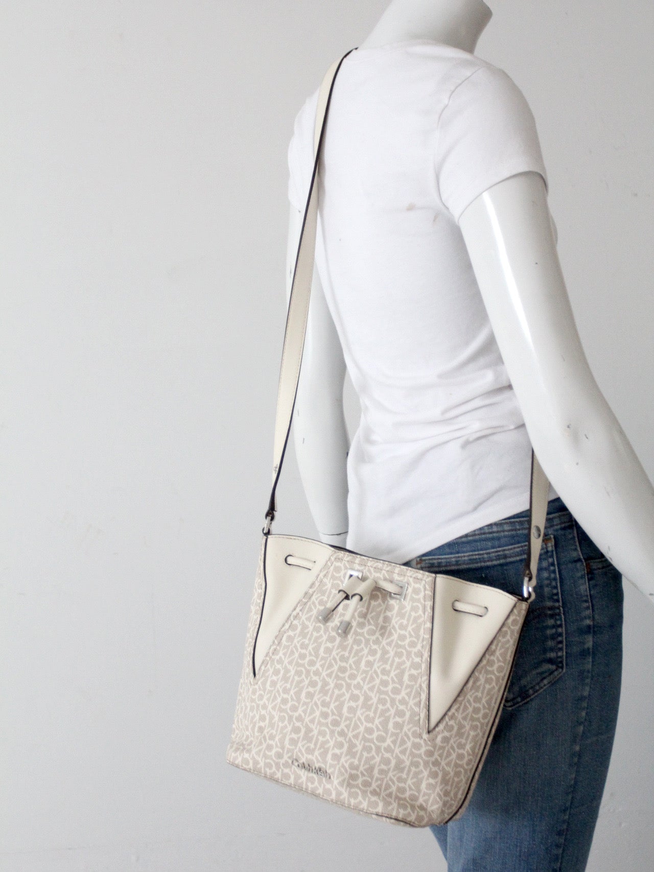 Calvin Klein monogram drawstring bucket bag