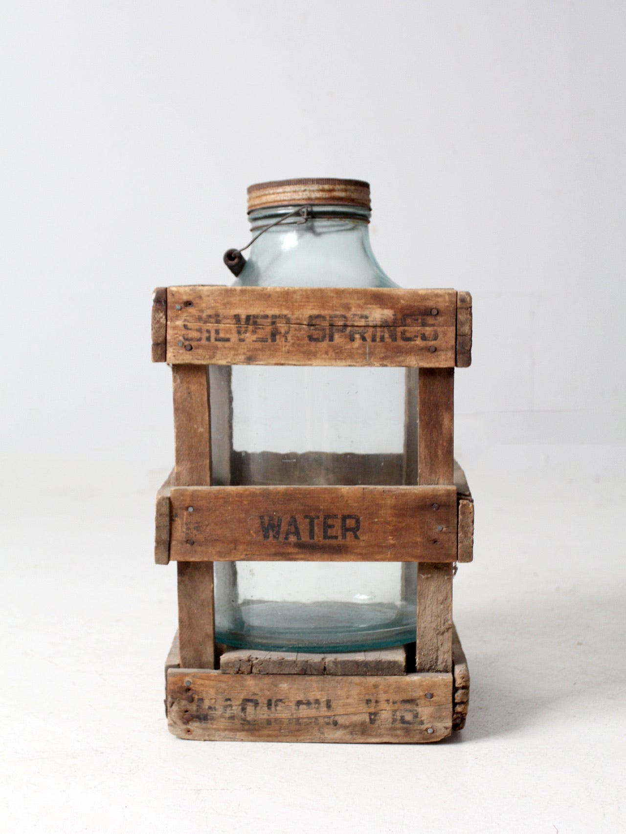 vintage Silver Springs water bottle in wooden crate - Madison, Wisconsin