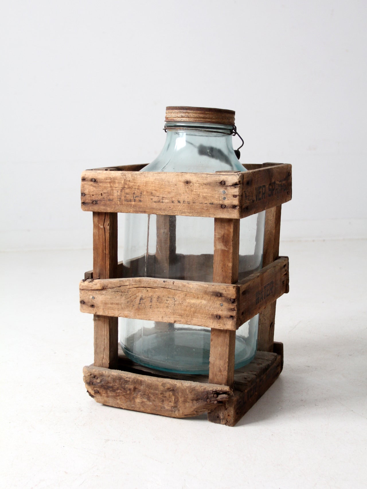 vintage Silver Springs water bottle in wooden crate - Madison, Wisconsin