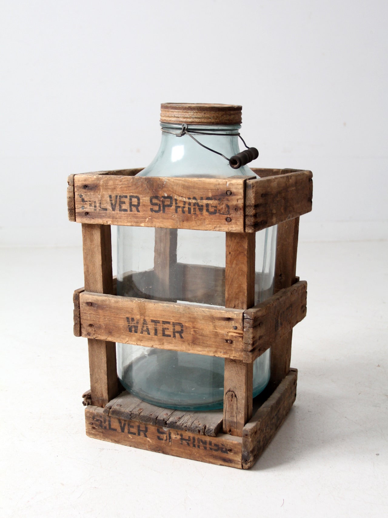 vintage Silver Springs water bottle in wooden crate - Madison, Wisconsin