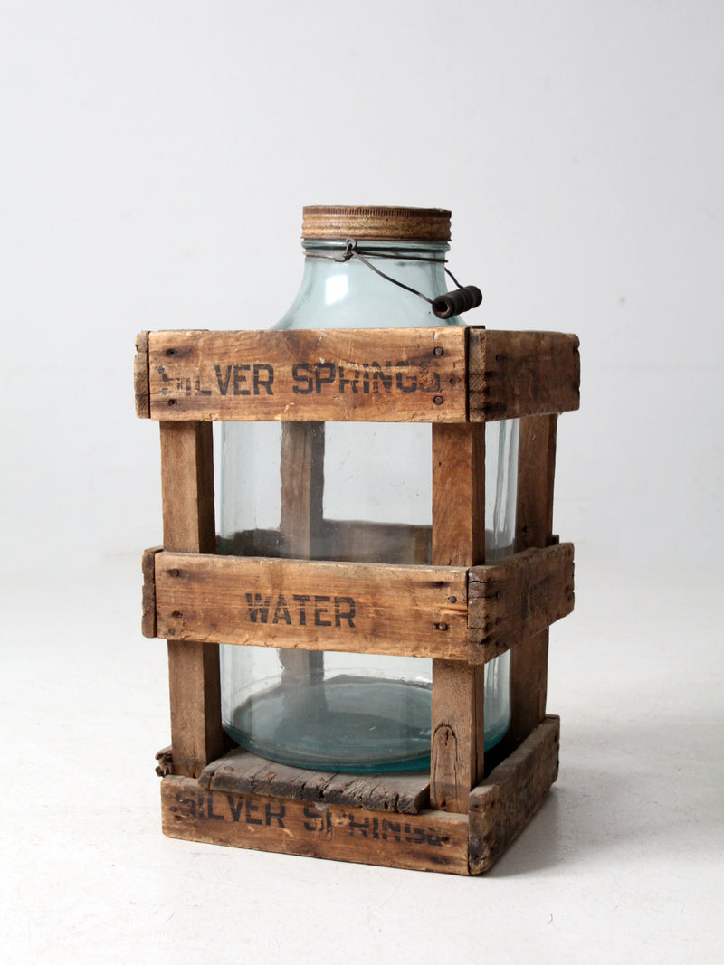 vintage Silver Springs water bottle in wooden crate - Madison, Wisconsin