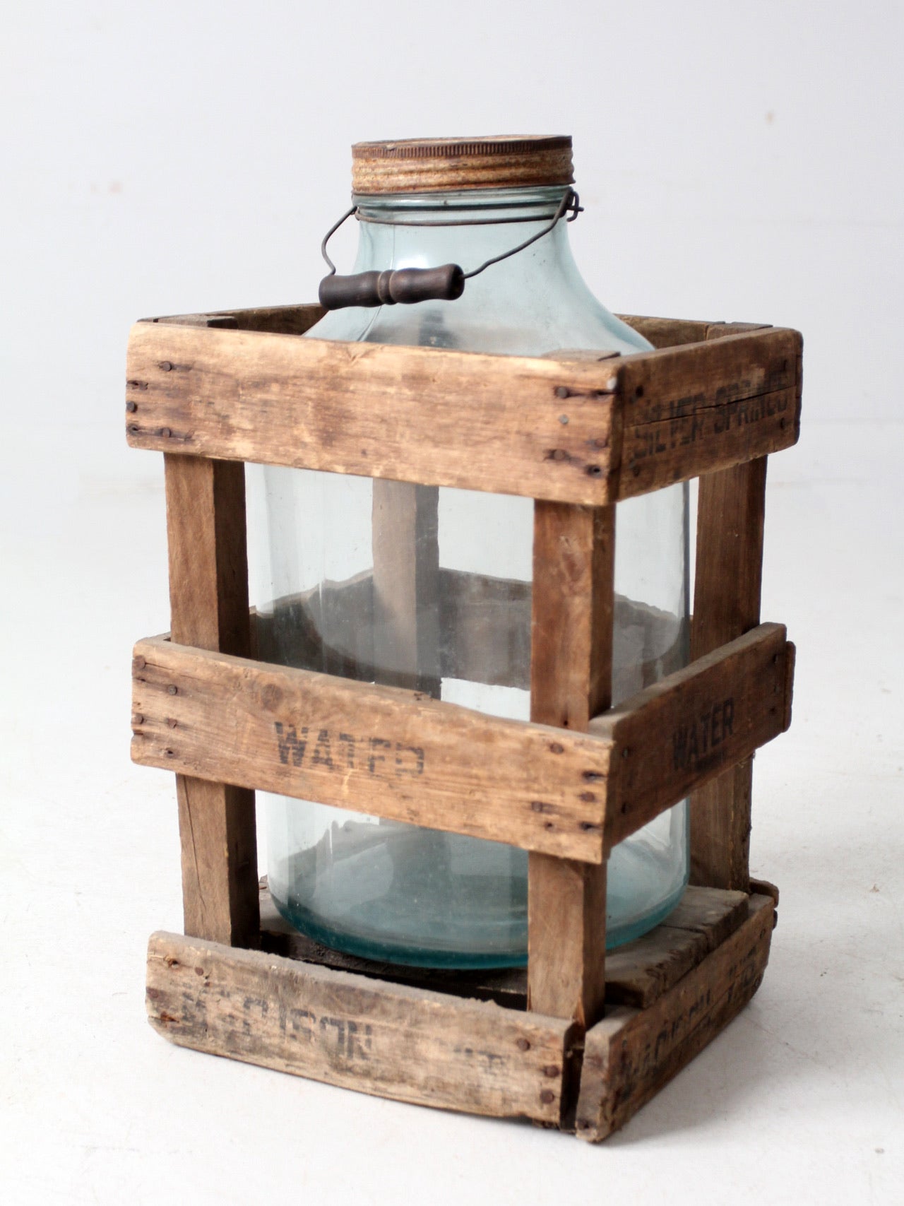 vintage Silver Springs water bottle in wooden crate - Madison, Wisconsin