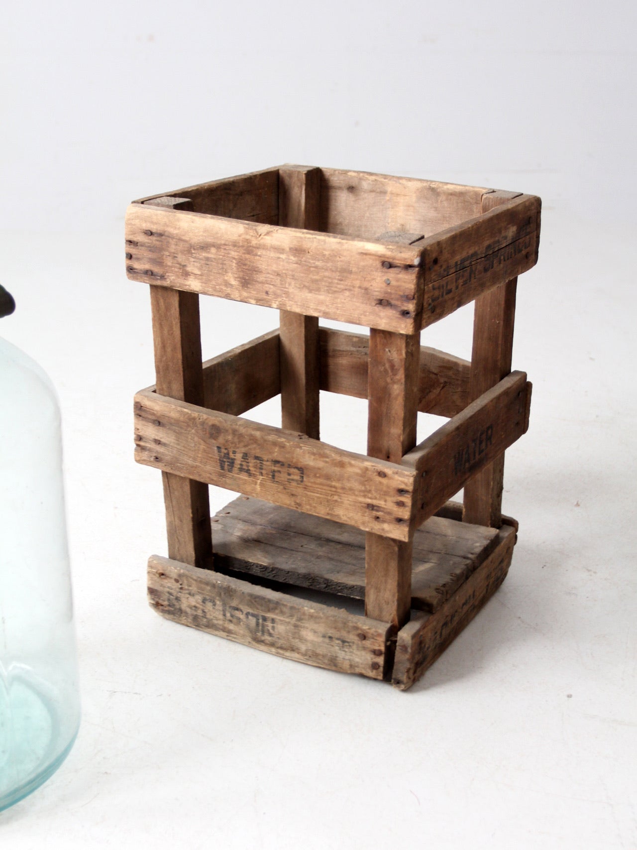 vintage Silver Springs water bottle in wooden crate - Madison, Wisconsin
