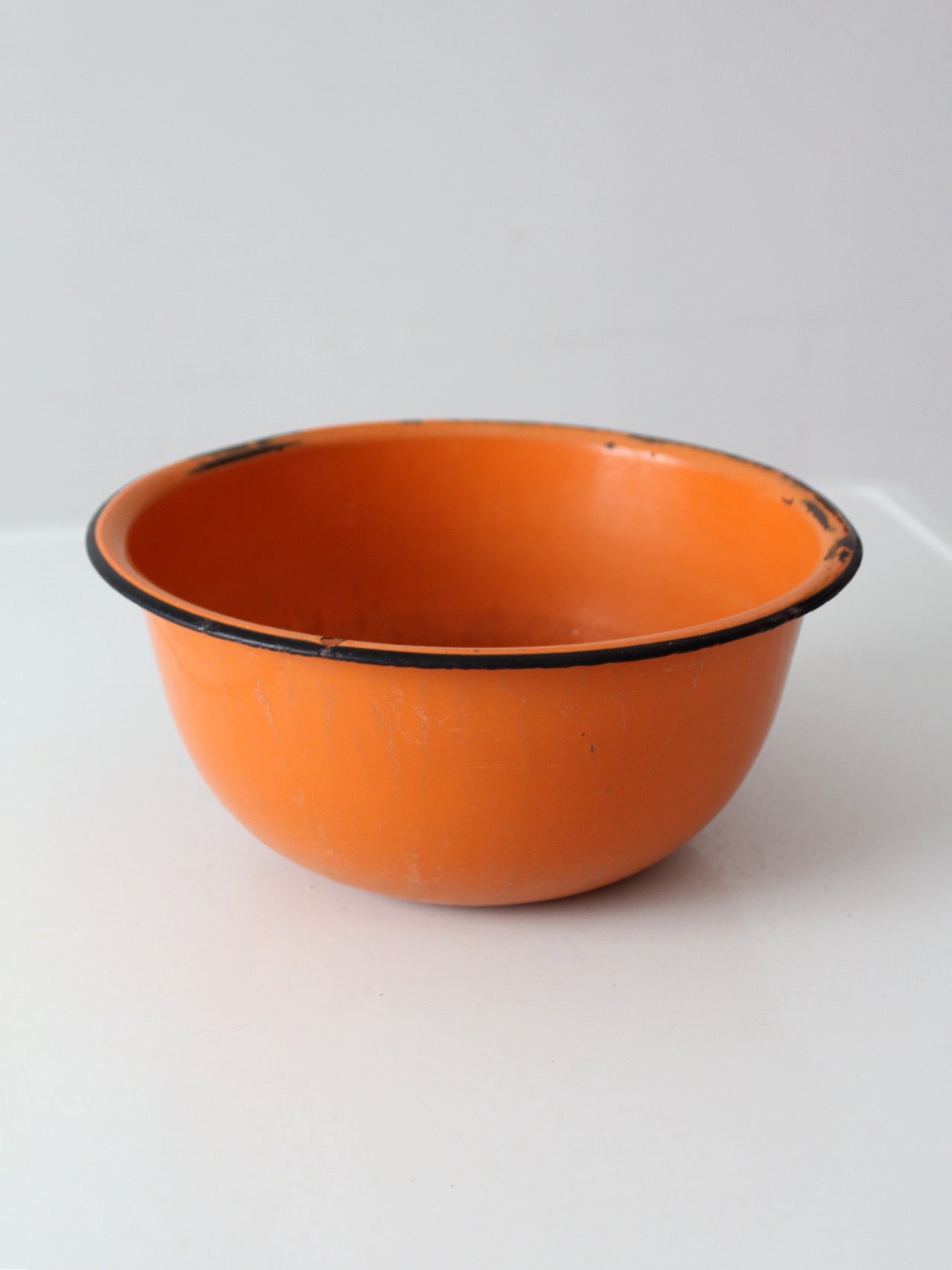 mid-century orange enamelware bowl