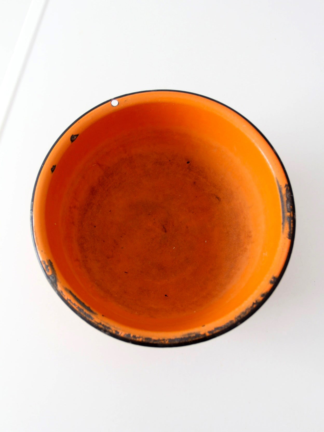 mid-century orange enamelware bowl