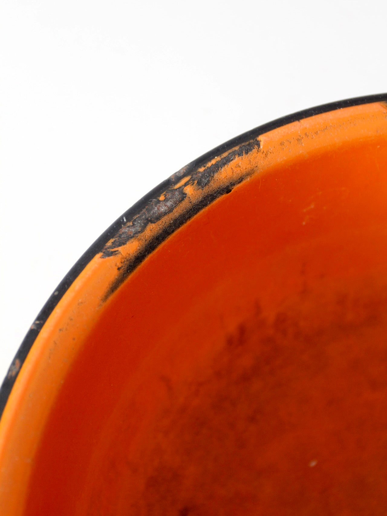 mid-century orange enamelware bowl