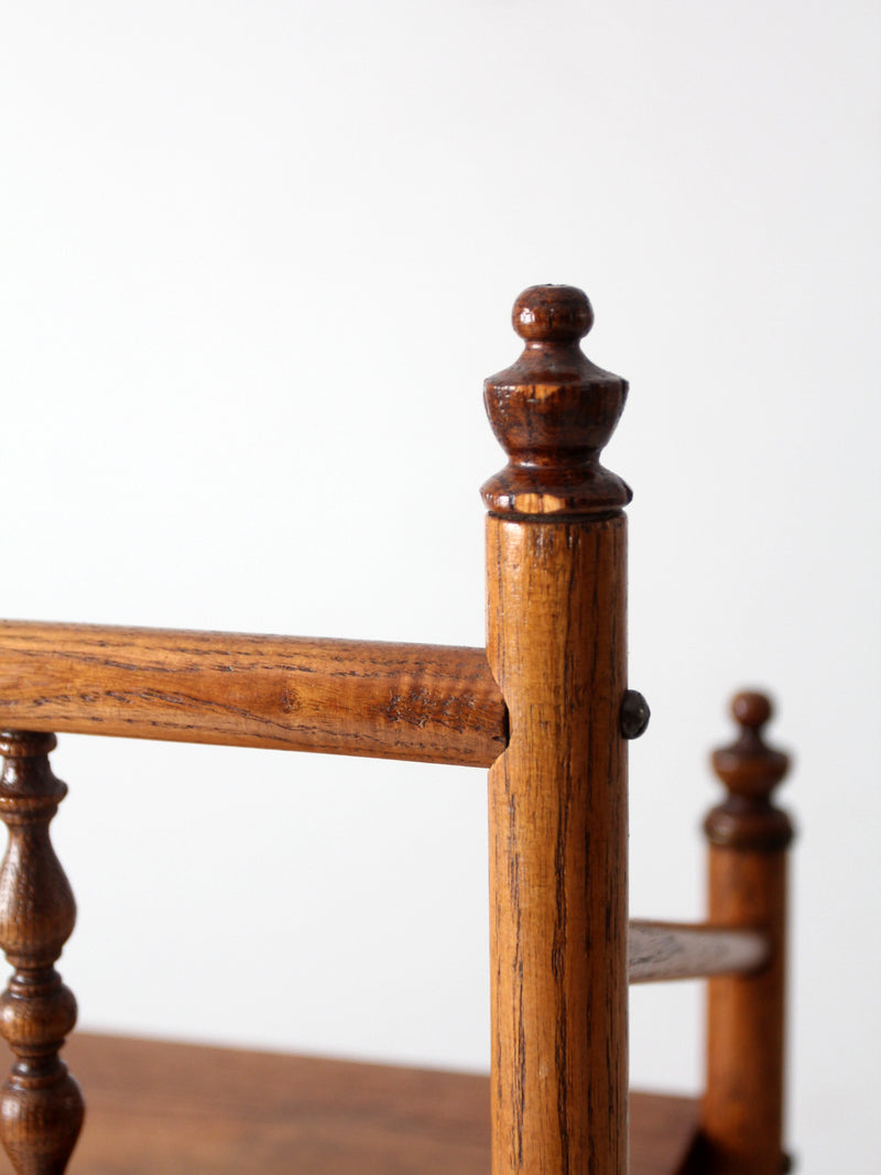 antique wood etagere shelf