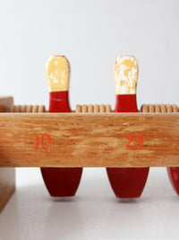 mid-century wooden tabletop bowling game