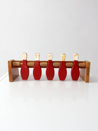 mid-century wooden tabletop bowling game